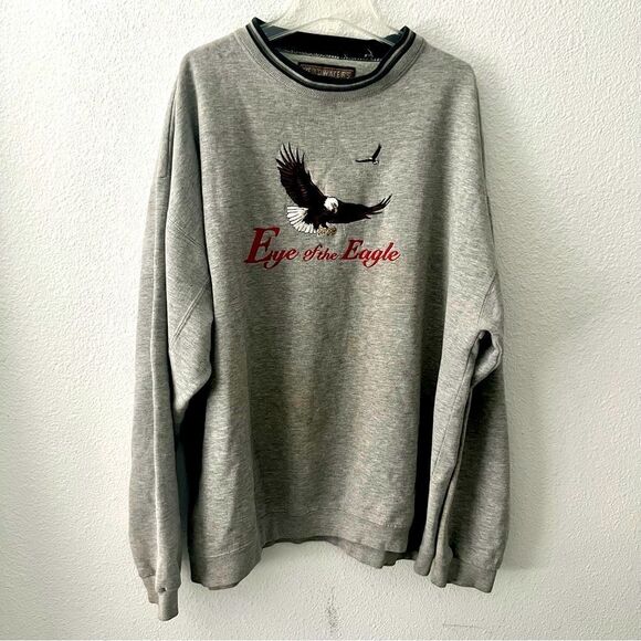 Vtg 90s Headwaters Alaska Drop Shoulder Oversized Eye of the Eagle sweatshirt 2X - Picture 1 of 9